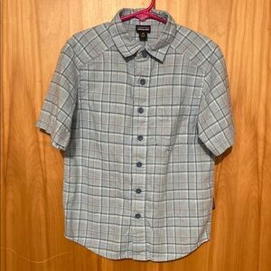 Patagonia Blue and Gray Button Down Shirt